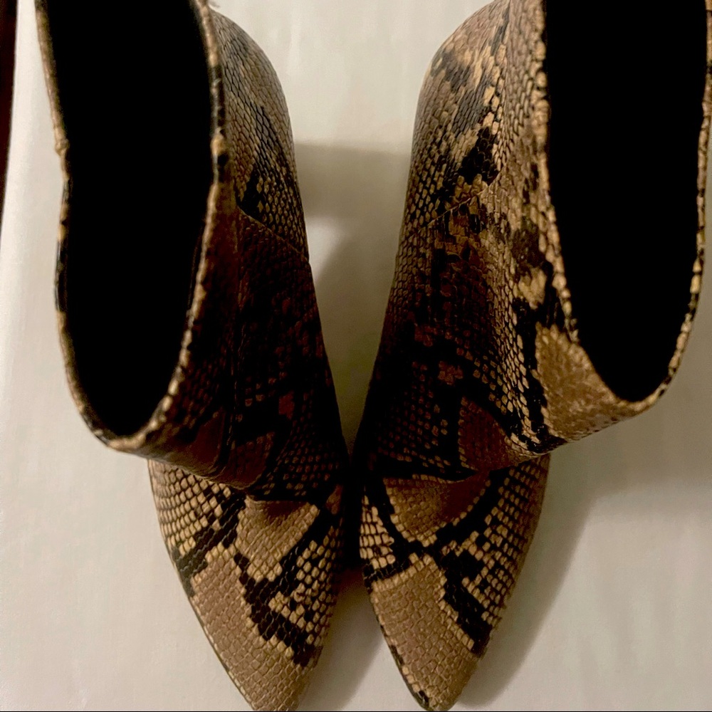 Snake skin booties worn twice